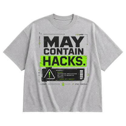 Athletic Heather Bella+Canvas 3010 oversized boxy tee featuring the May Contain Hacks design.