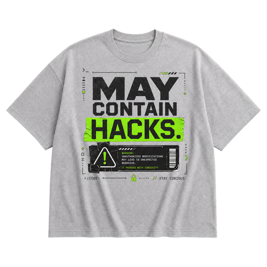 Athletic Heather Bella+Canvas 3010 oversized boxy tee featuring the May Contain Hacks design.