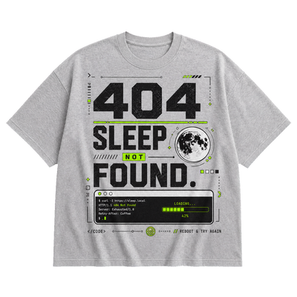 Athletic Heather Bella+Canvas 3010 oversized boxy tee featuring the 404 Sleep Not Found design.