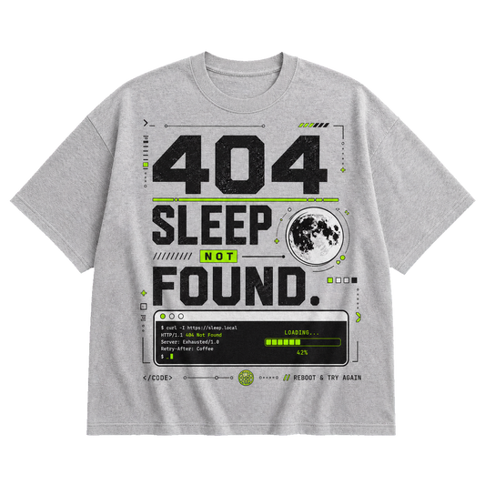 Athletic Heather Bella+Canvas 3010 oversized boxy tee featuring the 404 Sleep Not Found design.