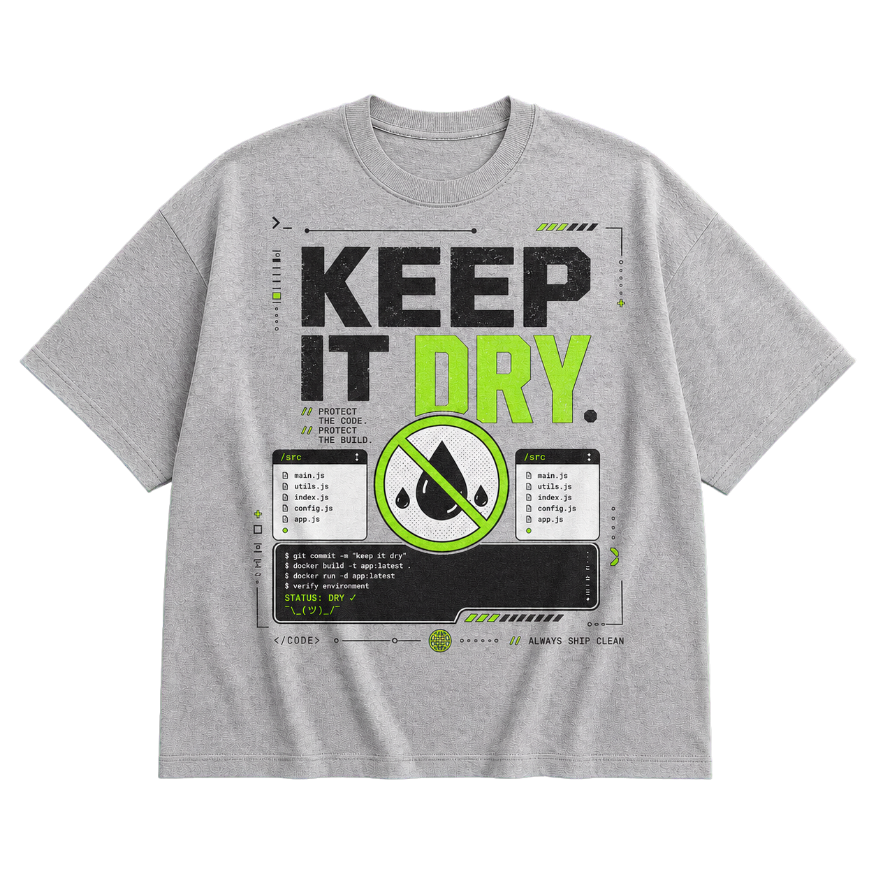Athletic Heather Bella+Canvas 3010 oversized boxy tee featuring the Keep It DRY design.