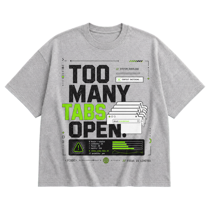 Athletic Heather Bella+Canvas 3010 oversized boxy tee featuring the Too Many Tabs Open design.
