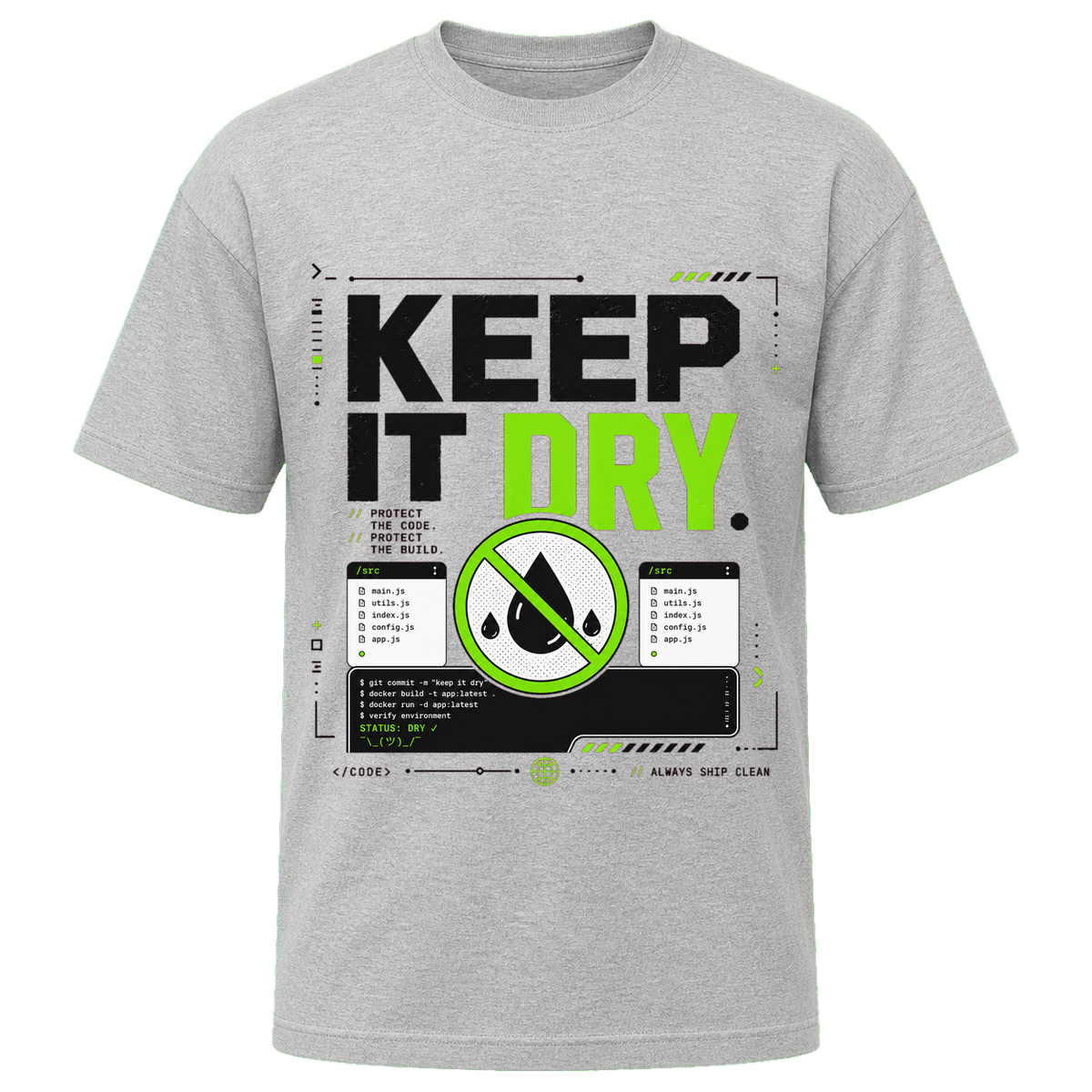Athletic Heather Bella+Canvas 3010 oversized boxy tee featuring the Keep It DRY design.