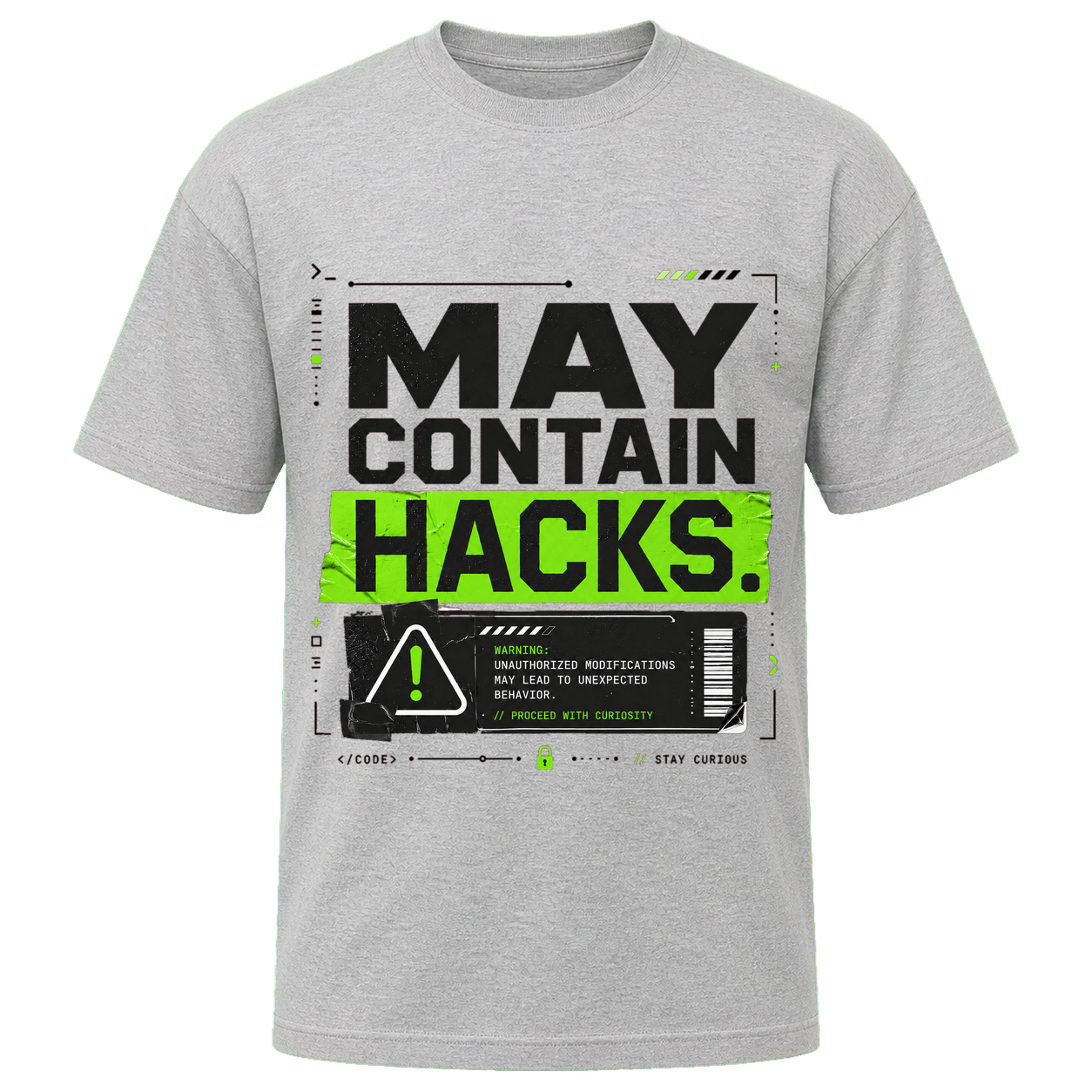 Athletic Heather Bella+Canvas 3010 oversized boxy tee featuring the May Contain Hacks design.