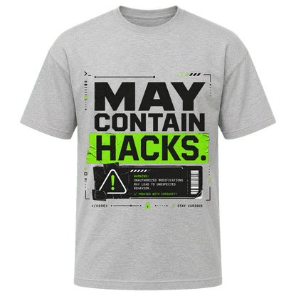 Athletic Heather Bella+Canvas 3010 oversized boxy tee featuring the May Contain Hacks design.