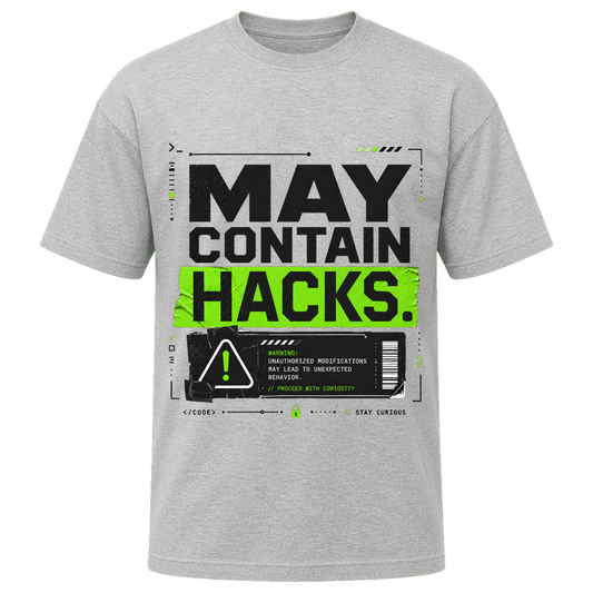 Athletic Heather Bella+Canvas 3010 oversized boxy tee featuring the May Contain Hacks design.